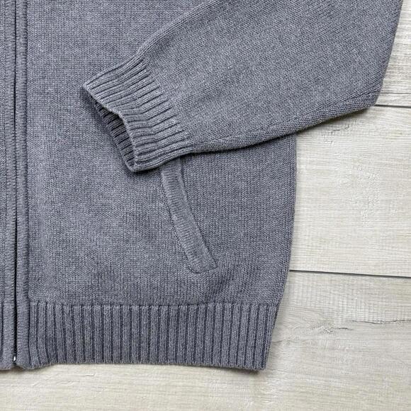 L.L.Bean Men’s Full Zip Sweater Jacket Gray Size L 100% Cotton Knit Shawl Collar - Picture 6 of 8
